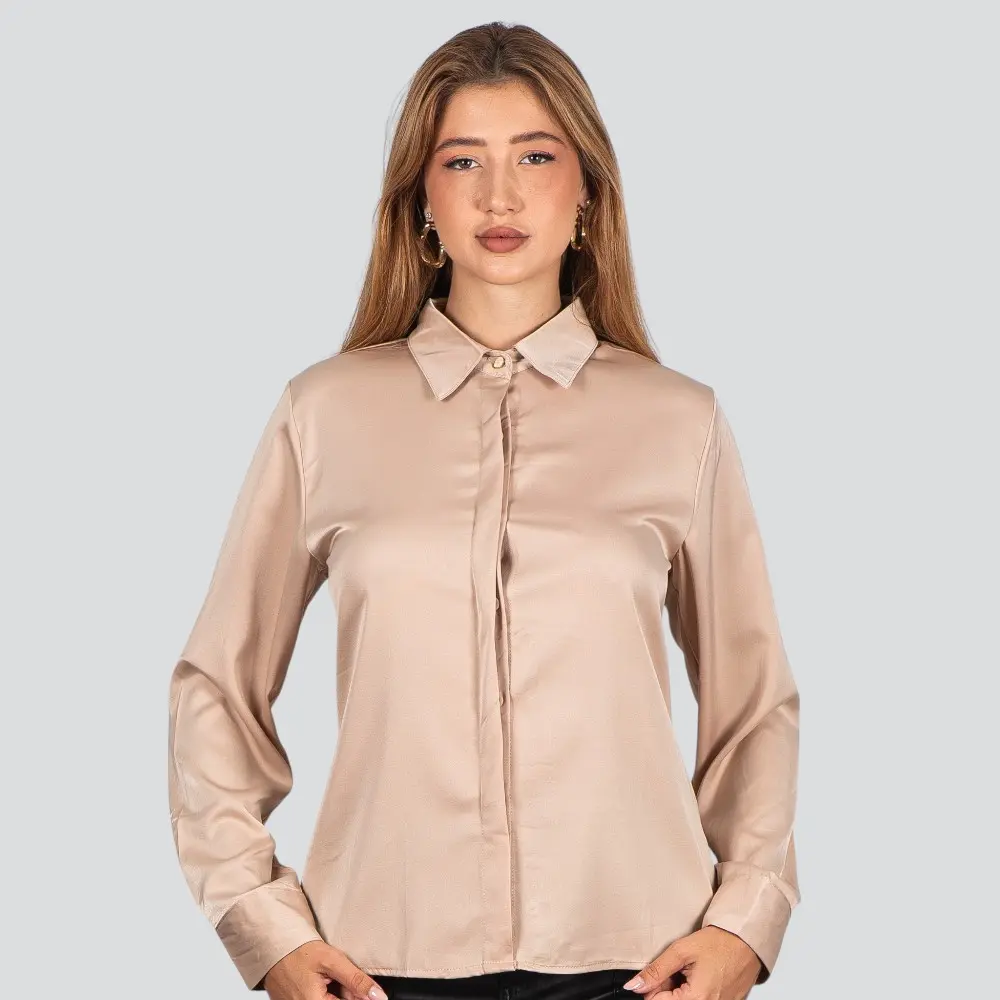 Camisa Feminina Manga Longa Cetim .WS93395