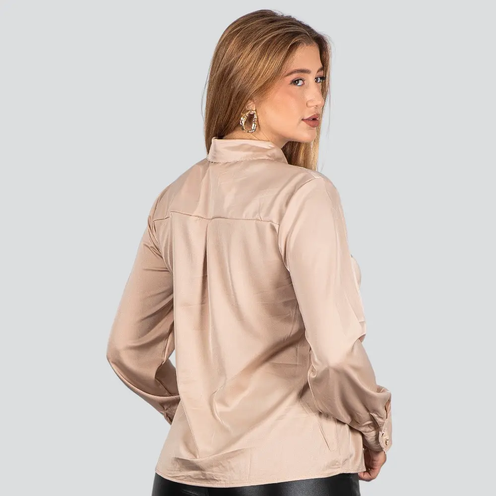 Camisa Feminina Manga Longa Cetim .WS93395