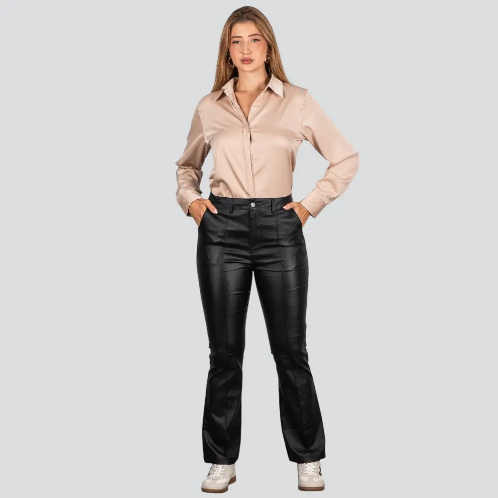 Camisa Feminina Manga Longa Cetim .WS93395