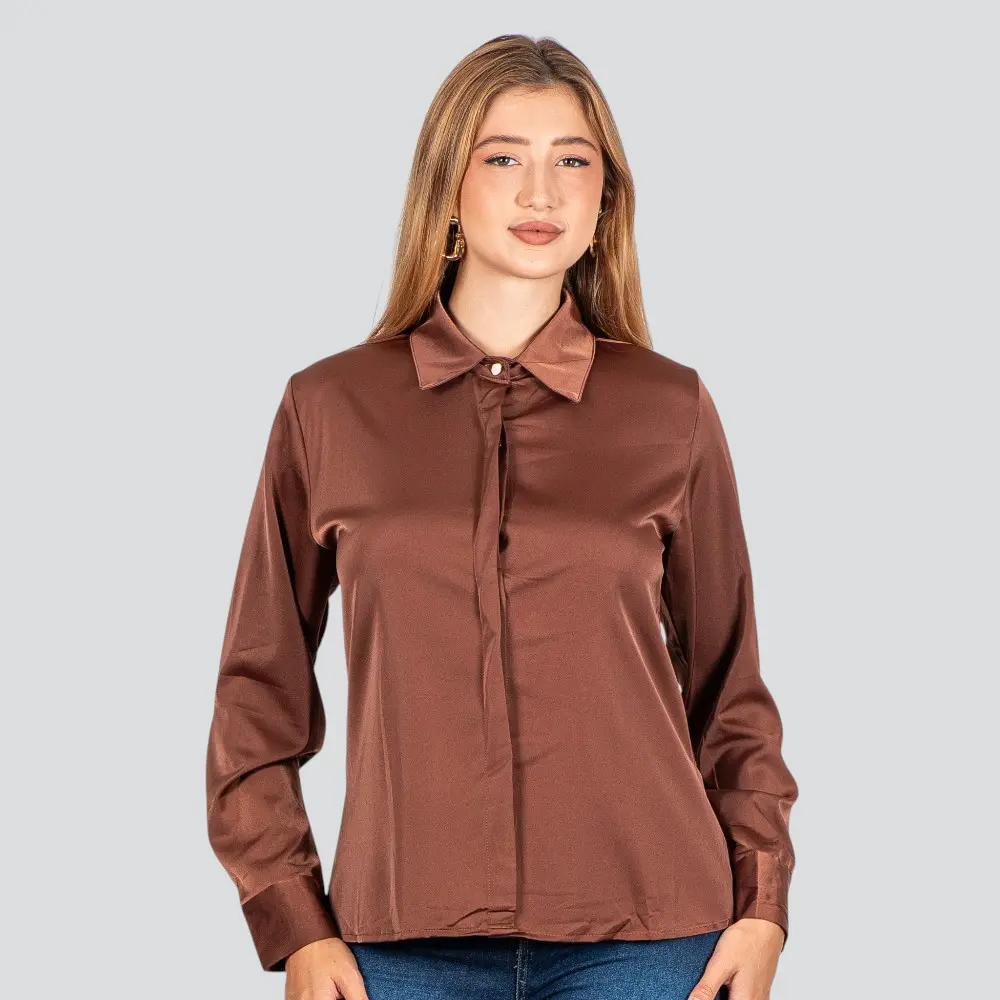 Camisa Feminina Manga Longa Cetim .WS93395
