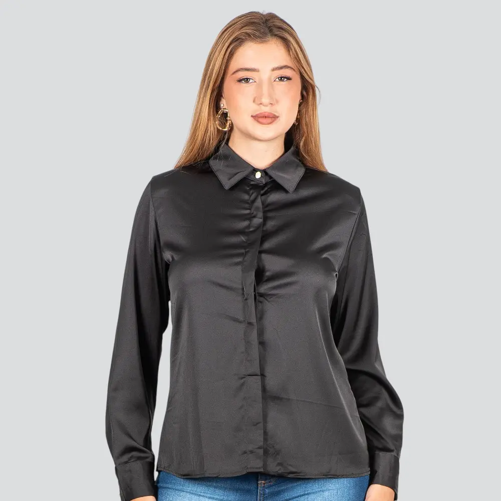 Camisa Feminina Manga Longa Cetim .WS93395