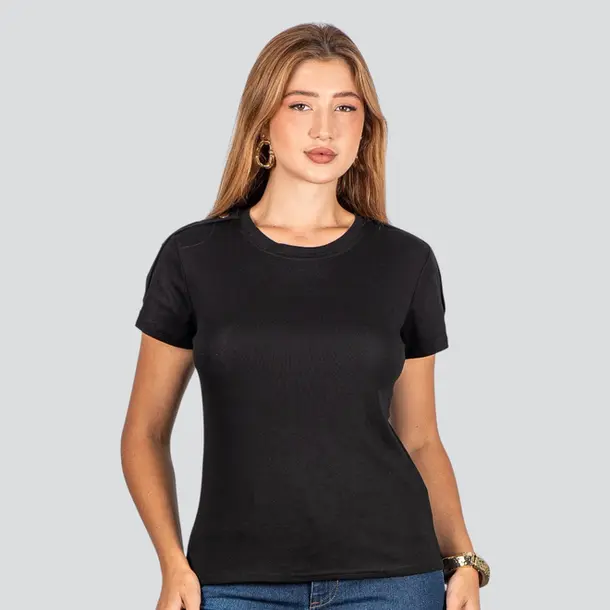 Blusa Feminina Manga Curta Com Botões .XB665 Preto