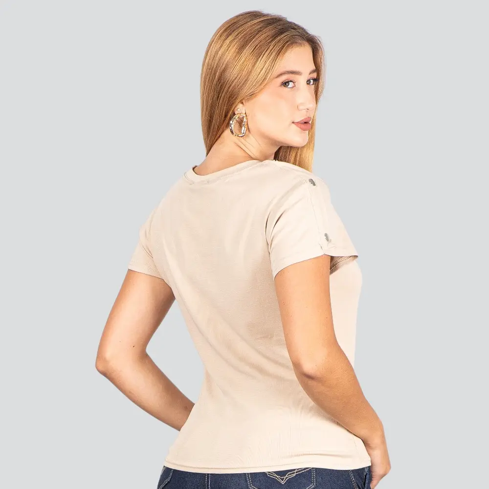 Blusa Feminina Manga Curta Com Botões .XB665