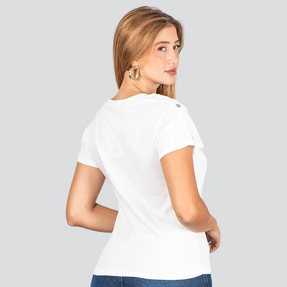 Blusa Feminina Manga Curta Com Botões .XB665