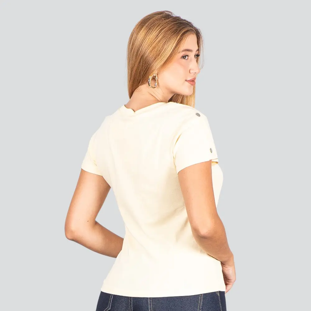 Blusa Feminina Manga Curta Com Botões .XB665