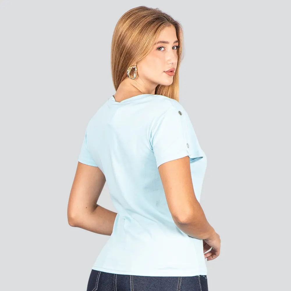 Blusa Feminina Manga Curta Com Botões .XB665