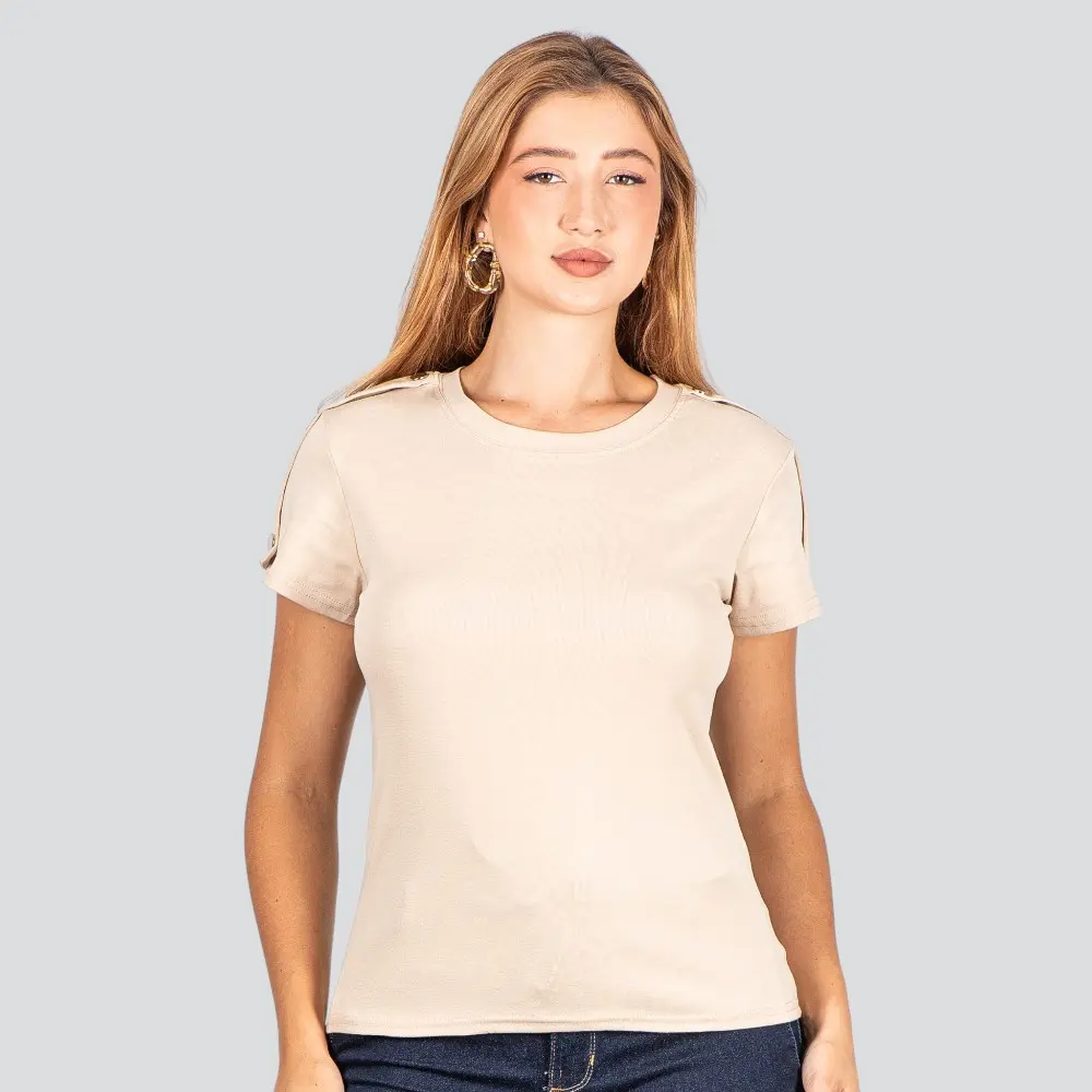Blusa Feminina Manga Curta Com Botões .XB665