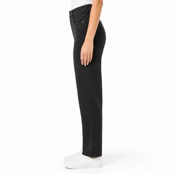 Calça Feminina Jeans Reta Mom Cintura Alta .BK33171 Preto