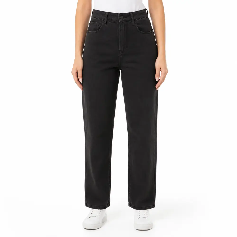 Calça Feminina Jeans Reta Mom Cintura Alta .BK33171