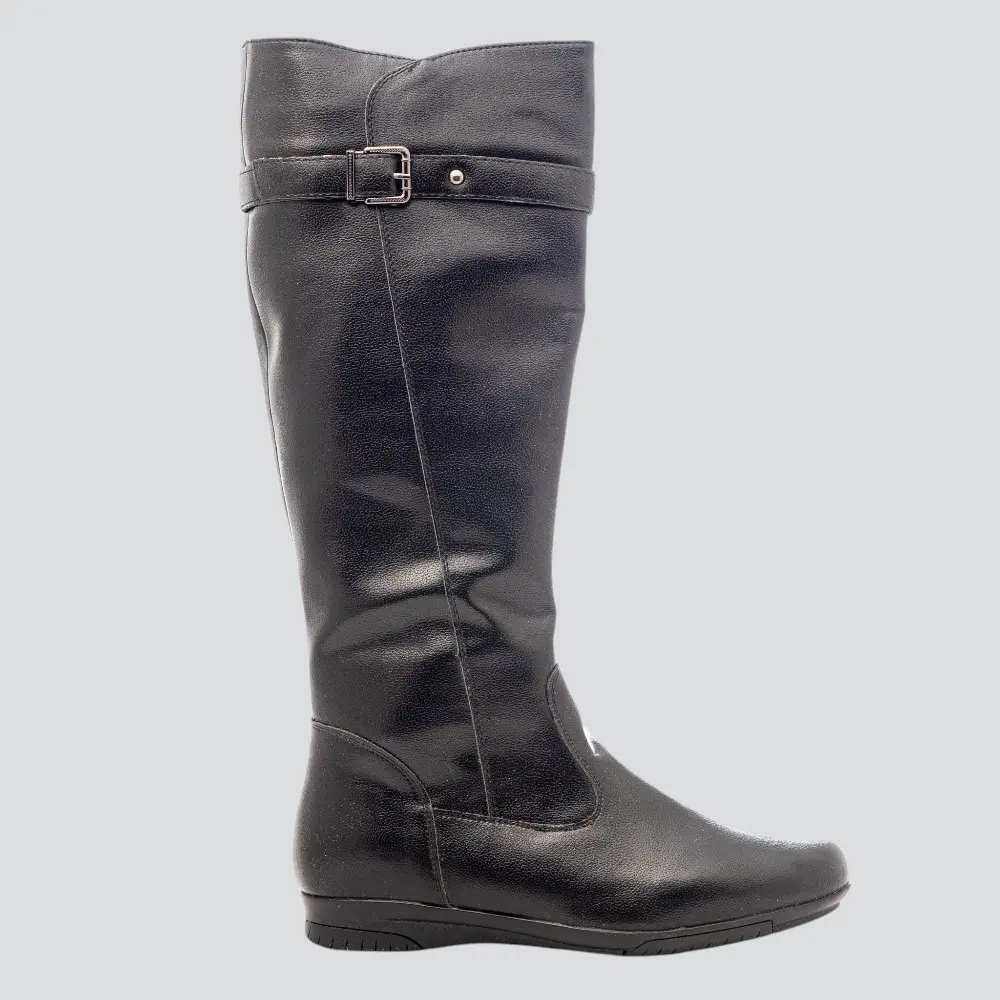 Bota Feminina Cano Longo Rasteira Conforto Fivela .71144