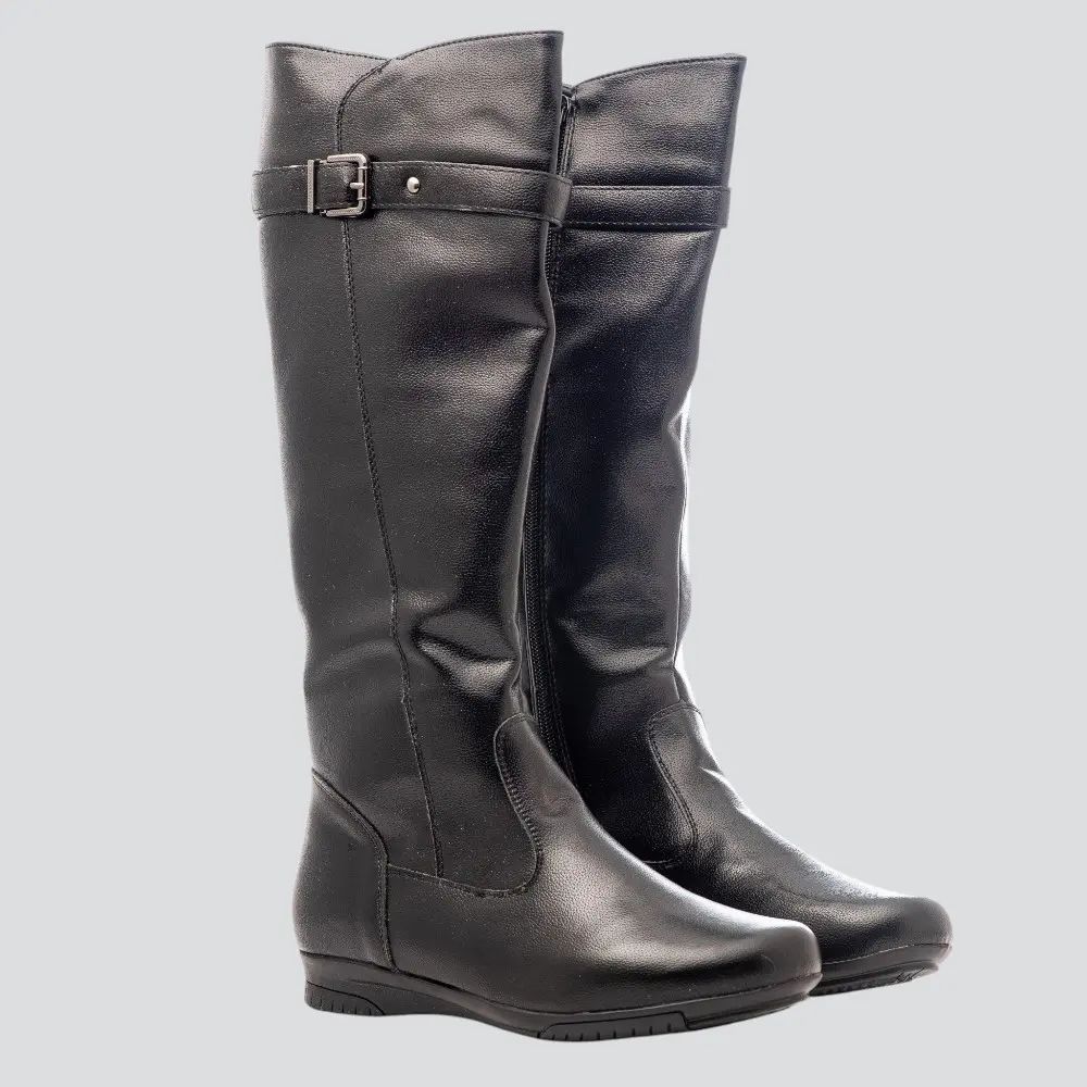 Bota Feminina Cano Longo Rasteira Conforto Fivela .71144