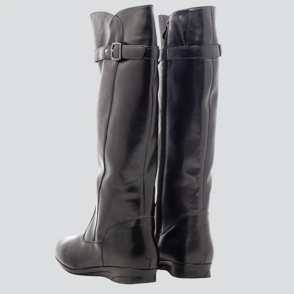 Bota Feminina Cano Longo Rasteira Conforto Fivela .71144