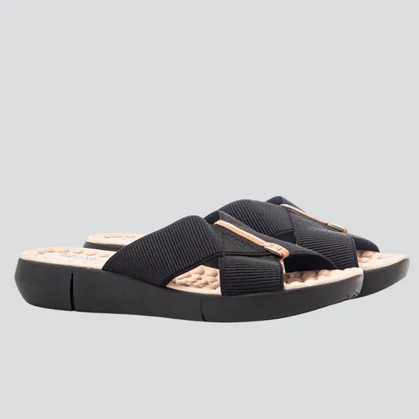 Tamanco Anabela Feminino Conforto Elástico .26405 Preto/Camel