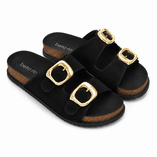 Birken Feminina Fivelas Duplas Conforto .10529 Camurça Preto