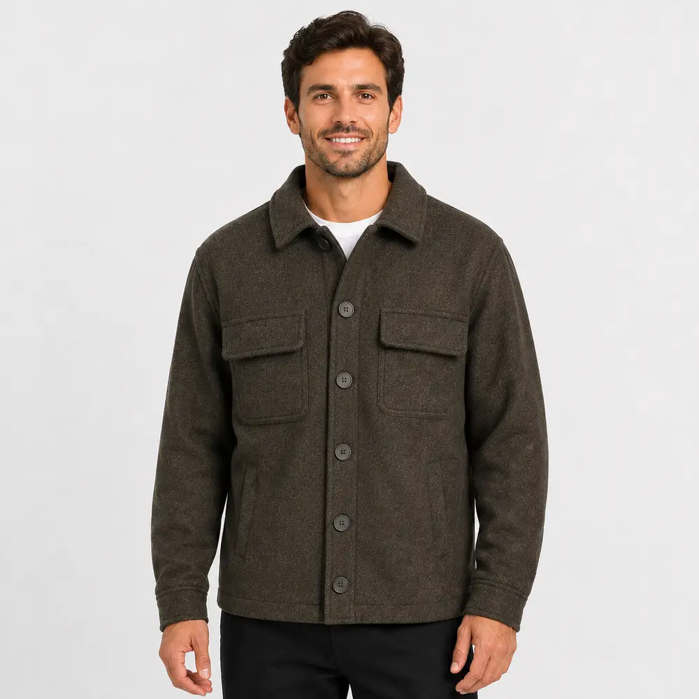 Casaco Masculino Lã Batida Botões Casual .2002917