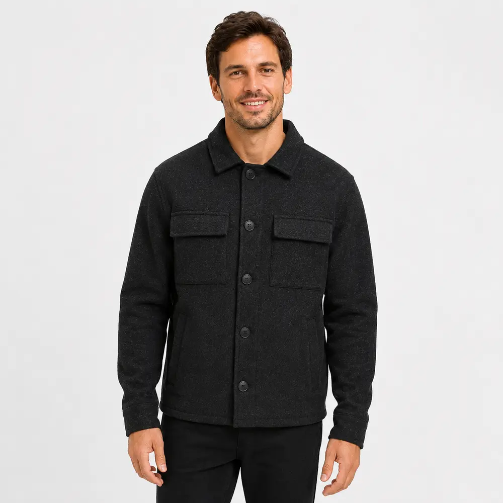 Casaco Masculino Lã Batida Botões Casual .2002917