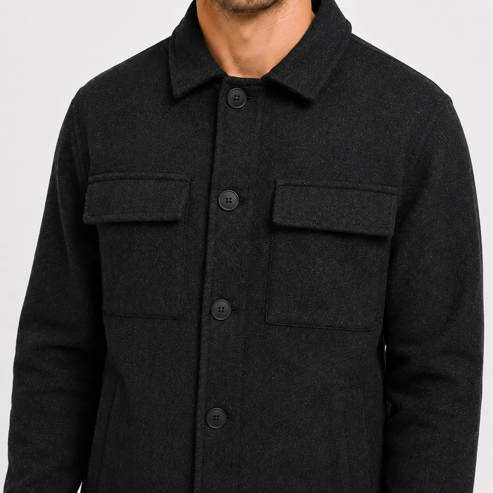 Casaco Masculino Lã Batida Botões Casual .2002917