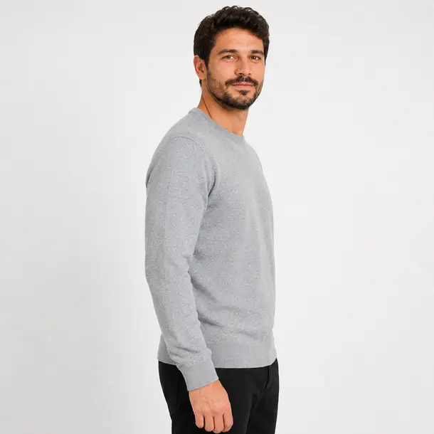 Sueter Masculino Gola Careca Tricot Casual .2002968 Mescla