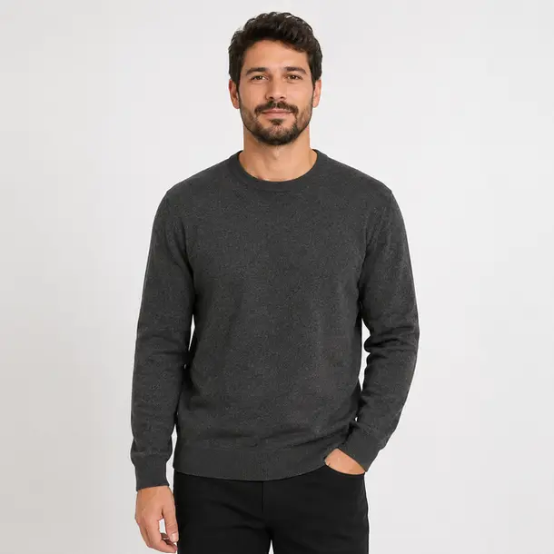 Sueter Masculino Gola Careca Tricot Casual .2002968 Chumbo