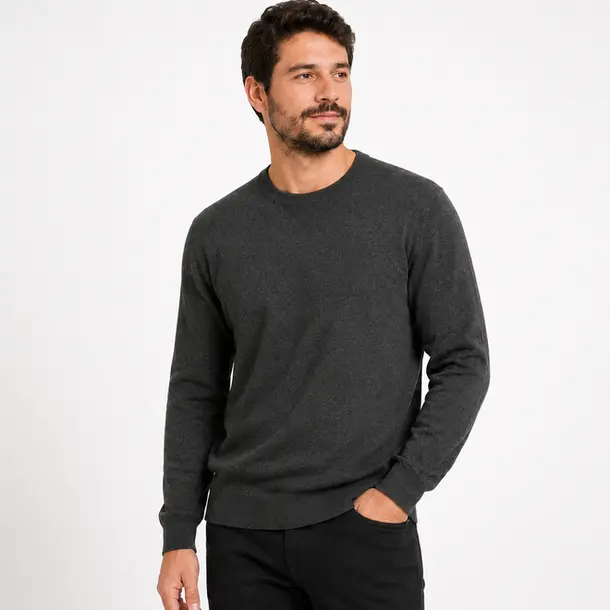 Sueter Masculino Gola Careca Tricot Casual .2002968 Chumbo