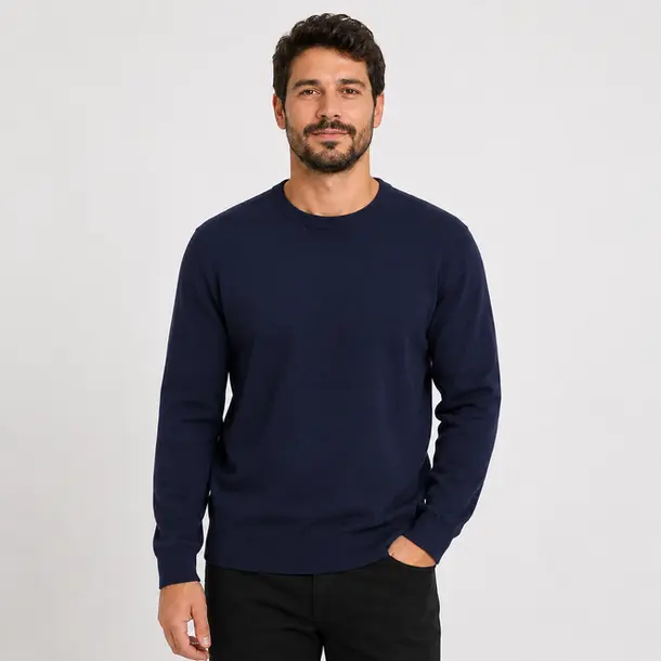 Sueter Masculino Gola Careca Tricot Casual .2002968 Marinho