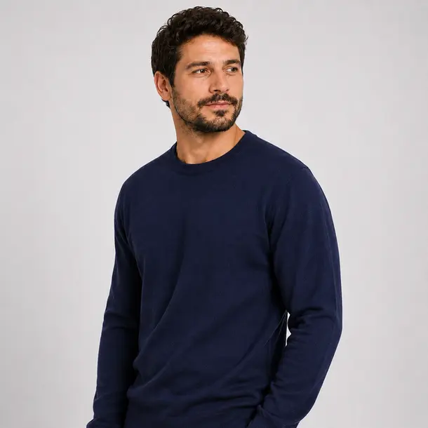 Sueter Masculino Gola Careca Tricot Casual .2002968 Marinho