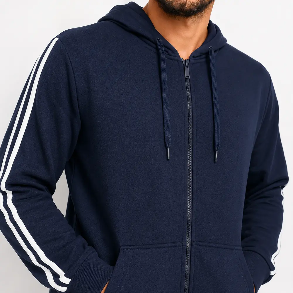 Jaqueta Masculina Helanca Capuz Listras .2002975B
