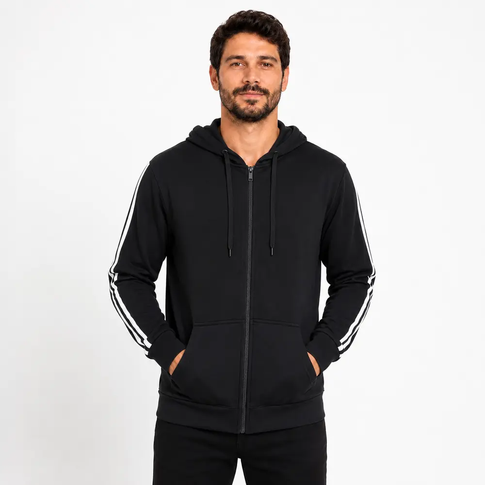 Jaqueta Masculina Helanca Capuz Listras .2002975B