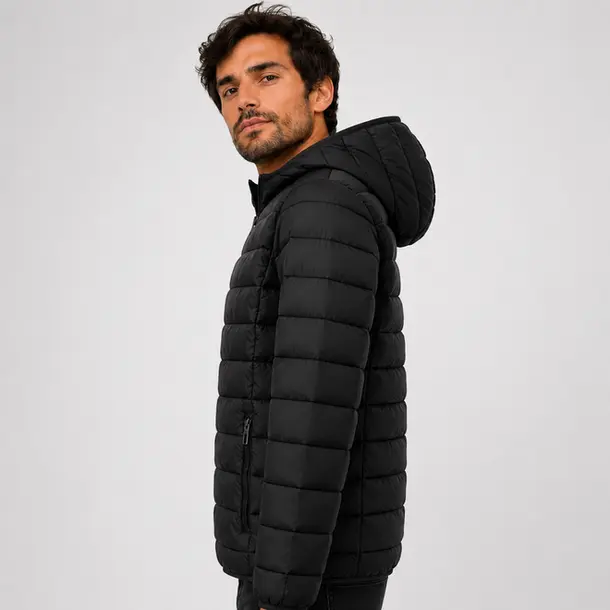 Jaqueta Masculina Nylon Puffer Capuz .2002912 Preto
