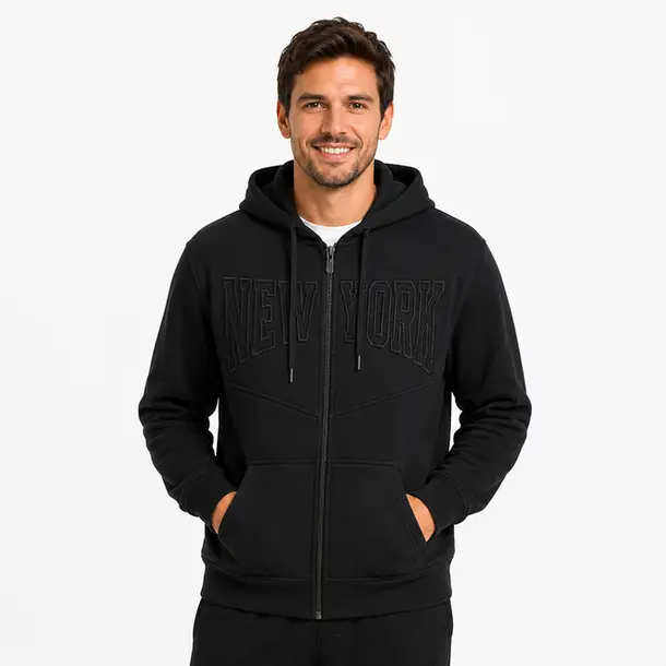 Jaqueta Masculina Helanca Capuz Ziper .2002896B Preto