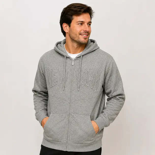 Jaqueta Masculina Helanca Capuz Ziper .2002896B Chumbo
