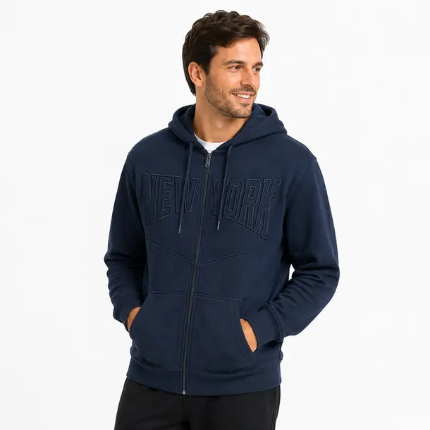 Jaqueta Masculina Helanca Capuz Ziper .2002896B Marinho