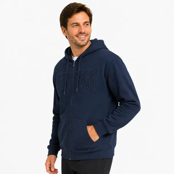Jaqueta Masculina Helanca Capuz Ziper .2002896B Marinho