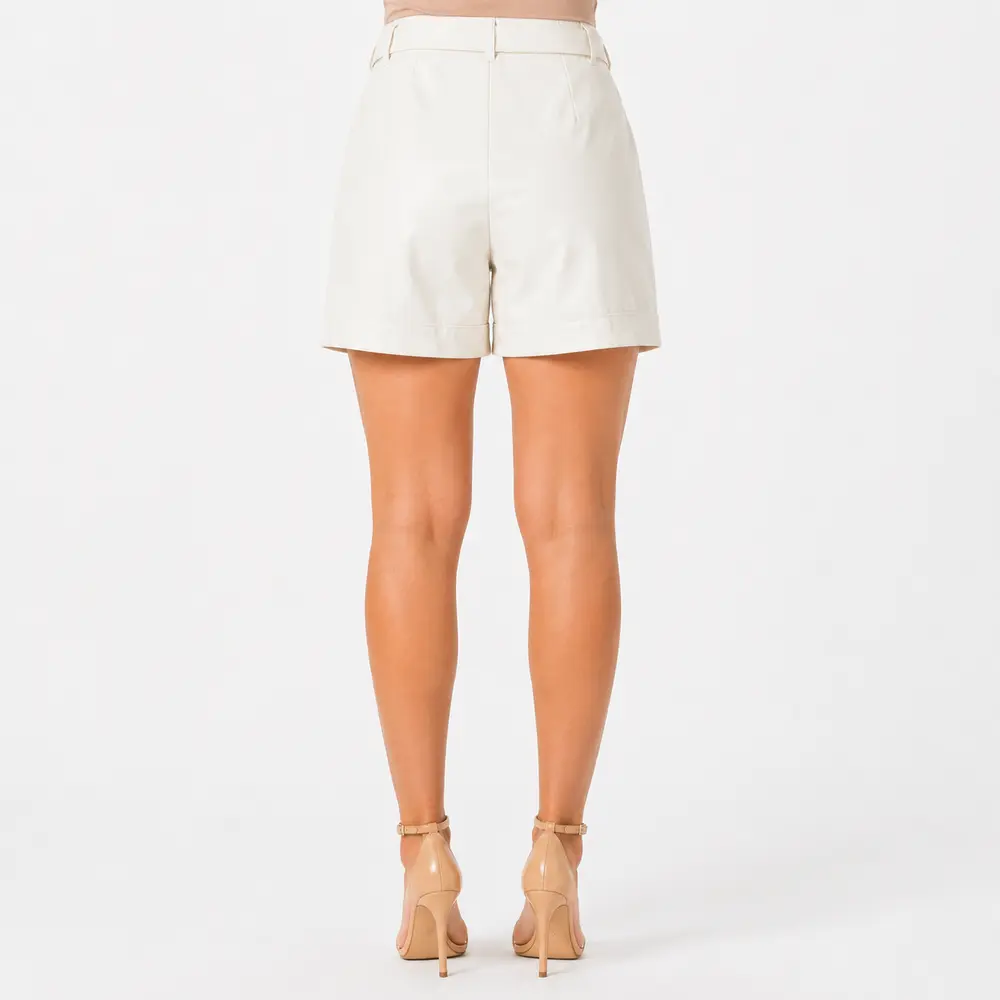 Shorts Feminino P.U Cintura Alta Com Cinto .XX4783C