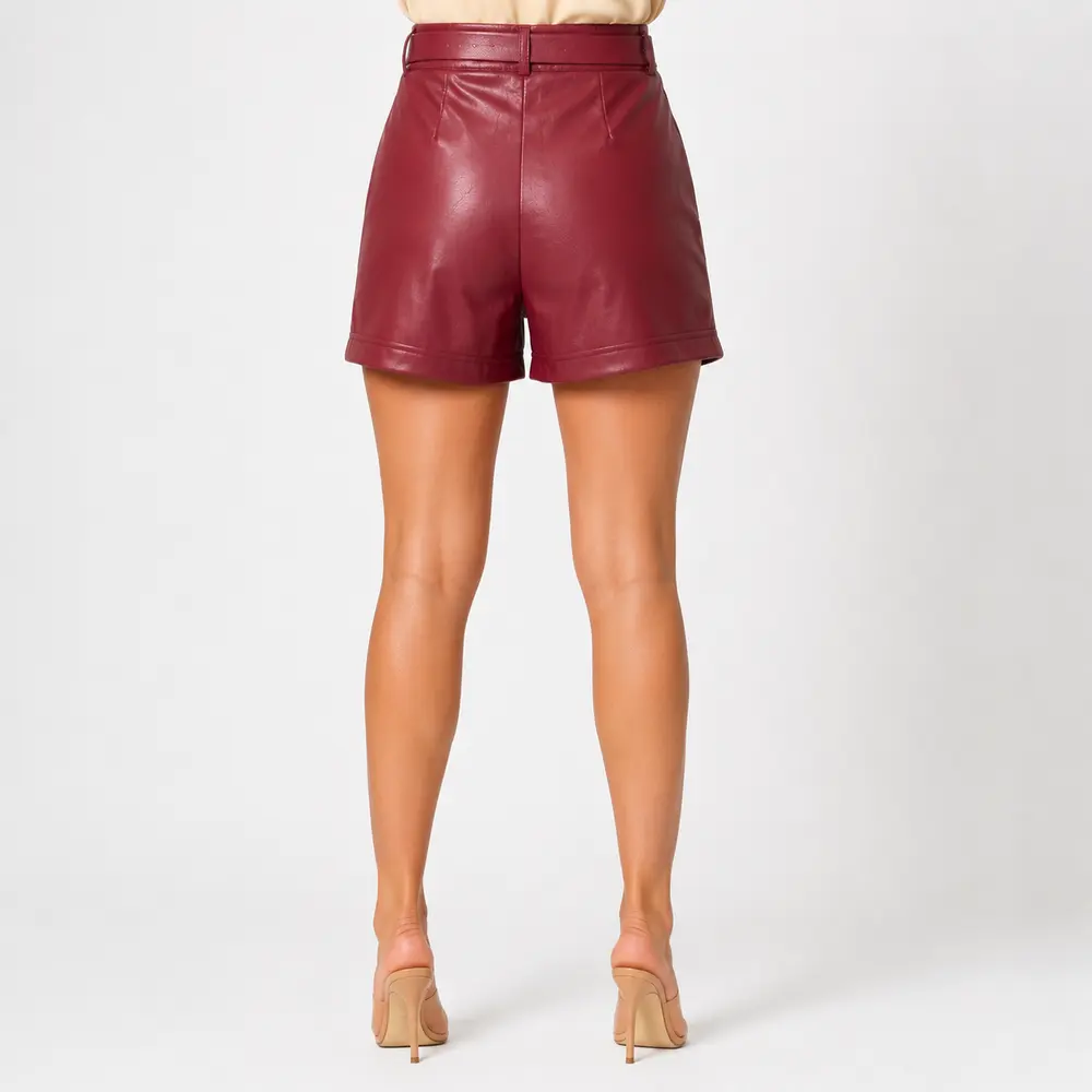 Shorts Feminino P.U Cintura Alta Com Cinto .XX4783C