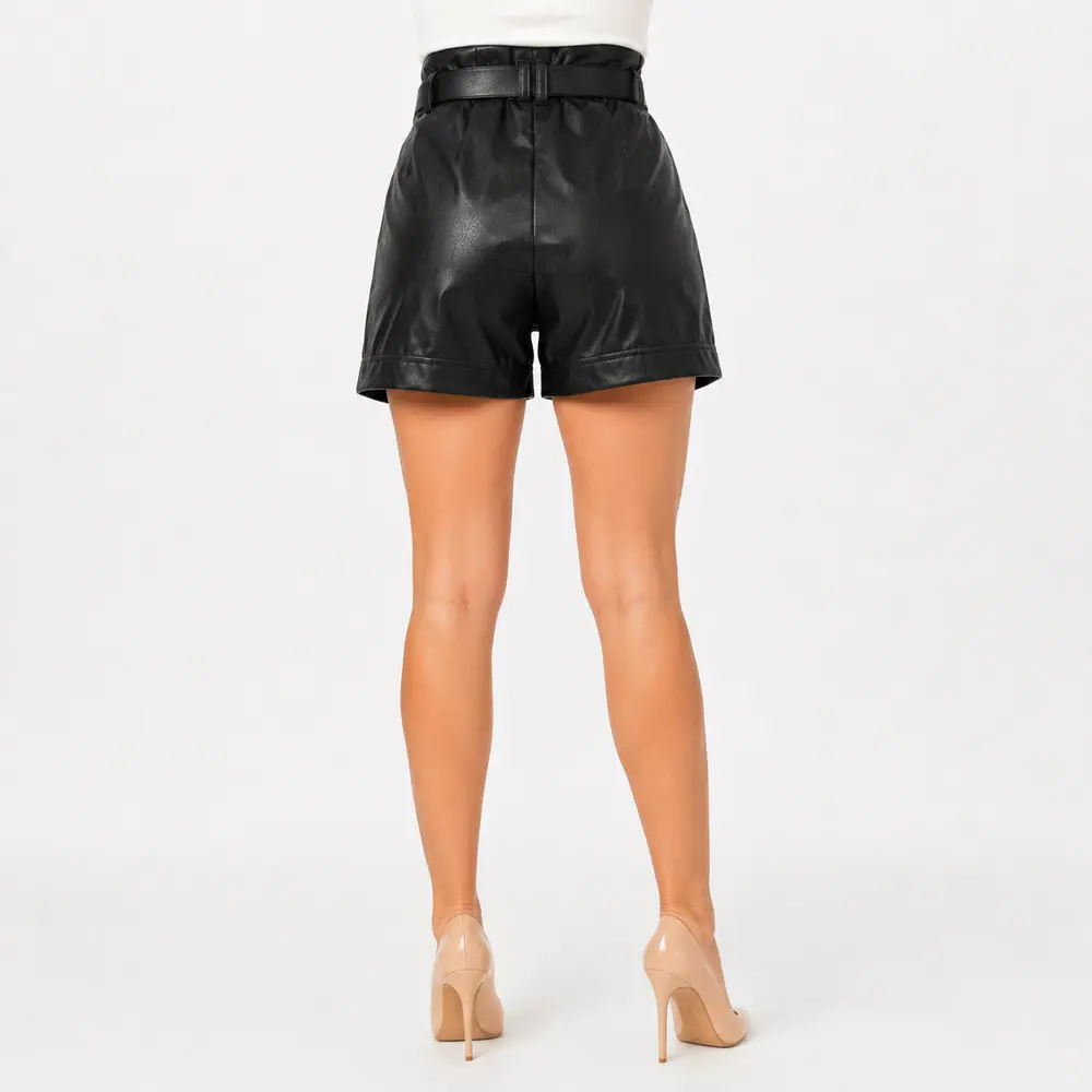 Shorts Feminino P.U Cintura Alta Com Cinto .XX4783C