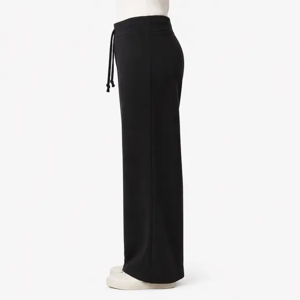Calça Feminina Moletom Wide Cintura Alta .MU3133 Preto