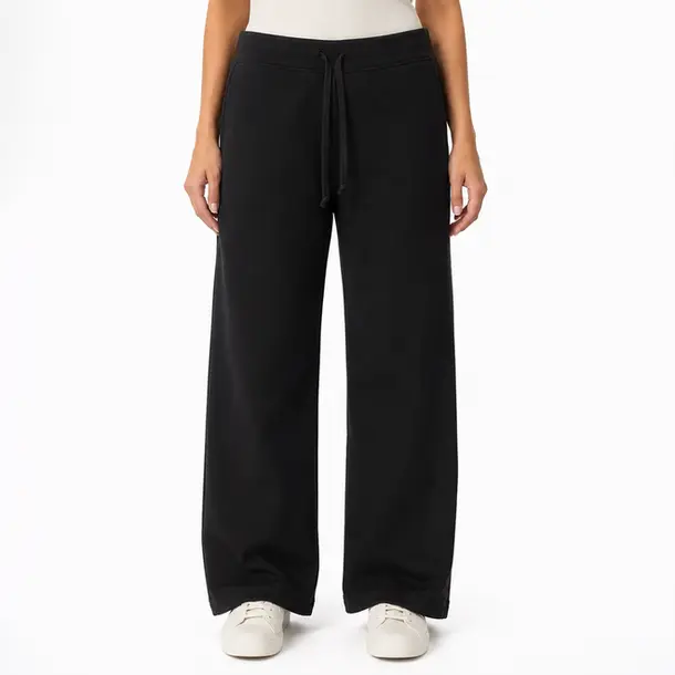 Calça Feminina Moletom Wide Cintura Alta .MU3133 Preto