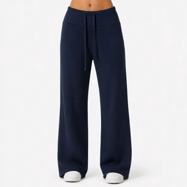 Calça Feminina Moletom Wide Cintura Alta .MU3133 Marinho