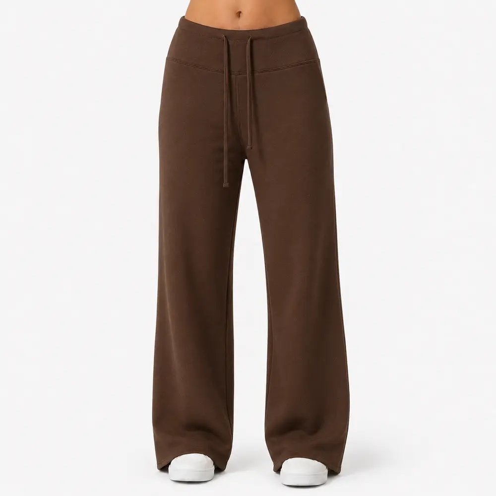 Calça Feminina Moletom Wide Cintura Alta .MU3133