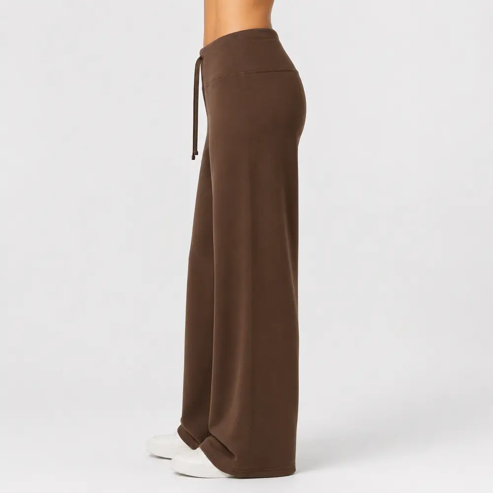 Calça Feminina Moletom Wide Cintura Alta .MU3133