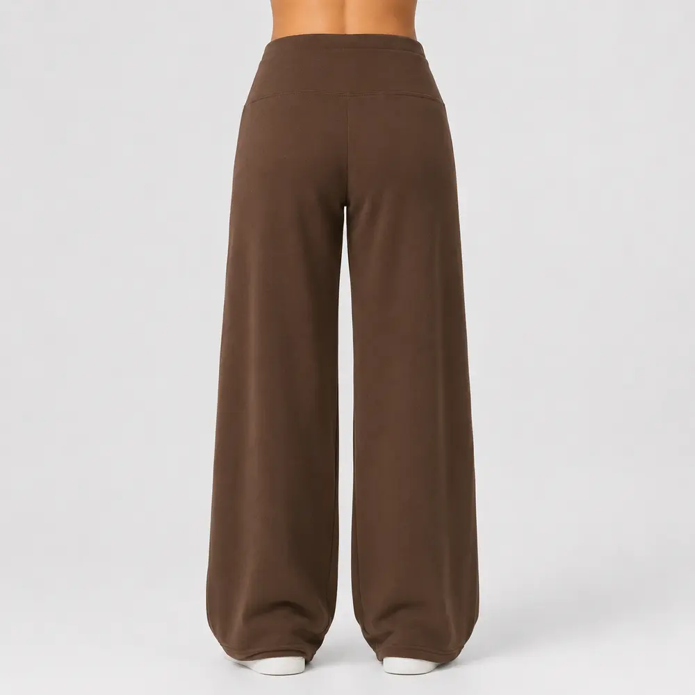 Calça Feminina Moletom Wide Cintura Alta .MU3133