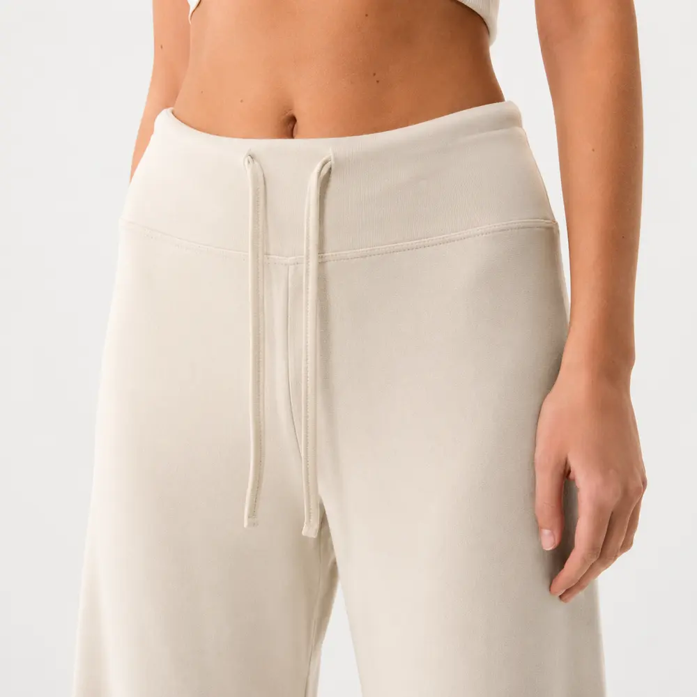 Calça Feminina Moletom Wide Cintura Alta .MU3133