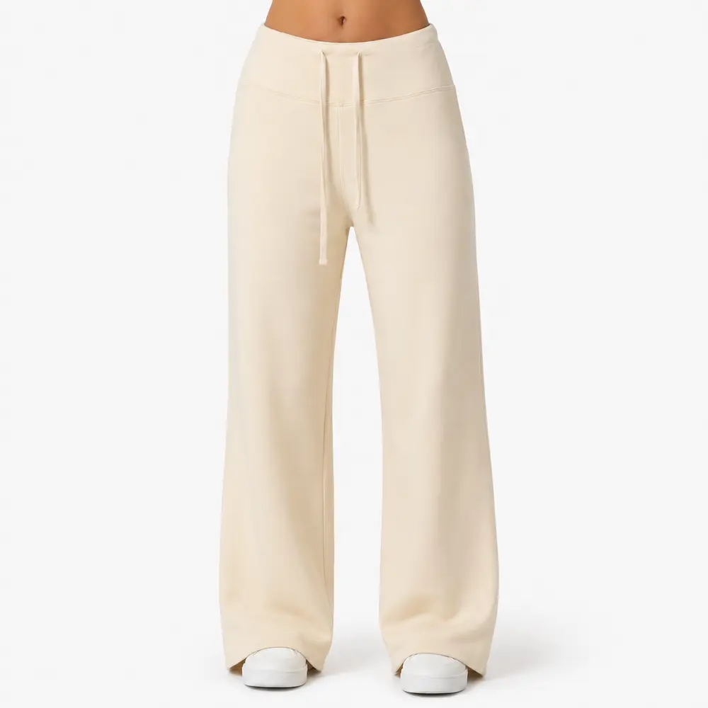 Calça Feminina Moletom Wide Cintura Alta .MU3133