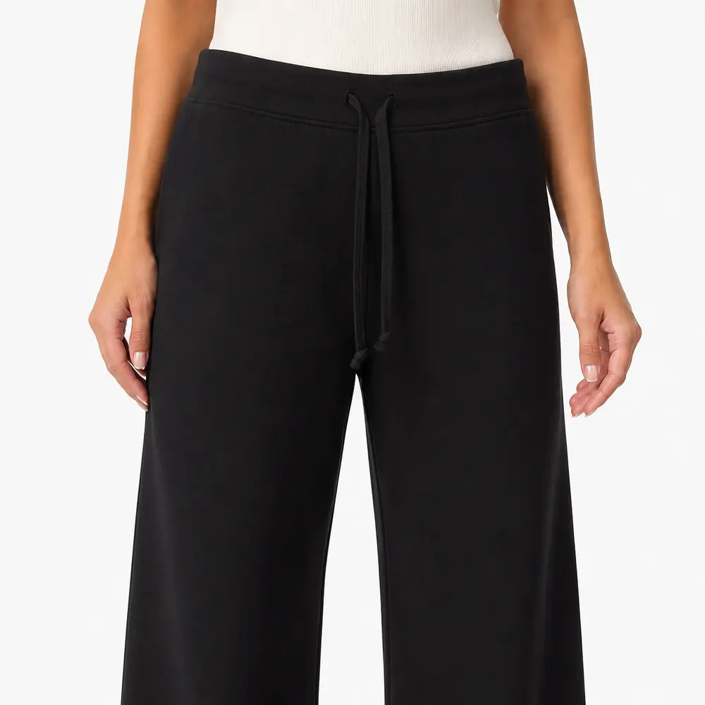 Calça Feminina Moletom Wide Cintura Alta .MU3133