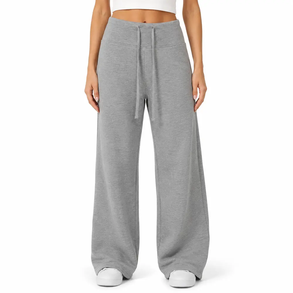 Calça Feminina Moletom Wide Cintura Alta .MU3133