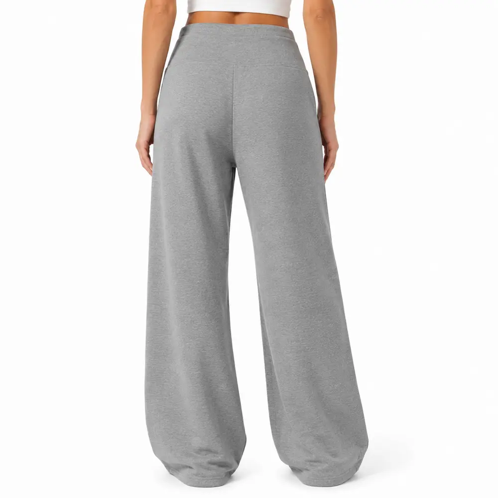 Calça Feminina Moletom Wide Cintura Alta .MU3133