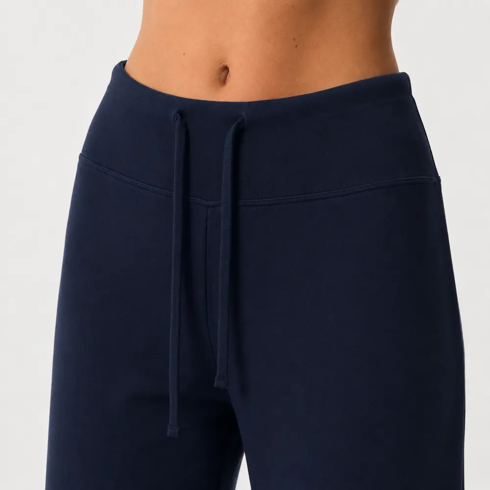 Calça Feminina Moletom Wide Cintura Alta .MU3133