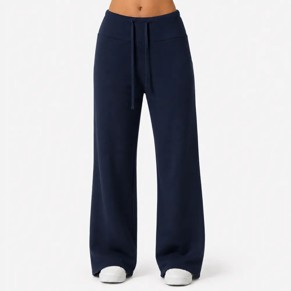 Calça Feminina Moletom Wide Cintura Alta .MU3133