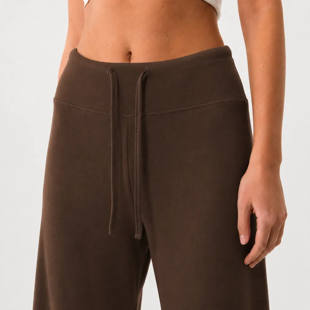 Calça Feminina Moletom Wide Cintura Alta .MU3133